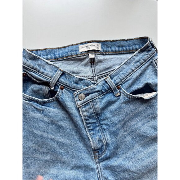 ABERCROMBIE & FITCH High Rise Criss Cross Straight Leg Dad Jeans, Size 29/8 - Picture 13 of 16